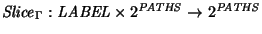 ${\it Slice\/}\xspace_{\Gamma}:
{\it LABEL\/} \times 2^{\it PATHS\/} \rightarrow
2^{\it PATHS\/}$